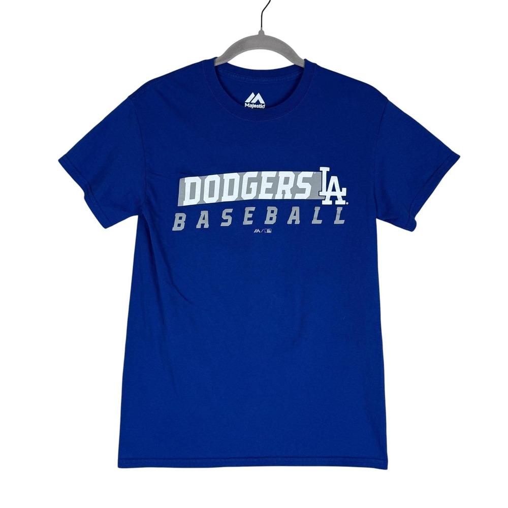Los Angeles Dodgers Shirt Mens Small Blue MLB Baseball Majestic Graphic Tee Top‎